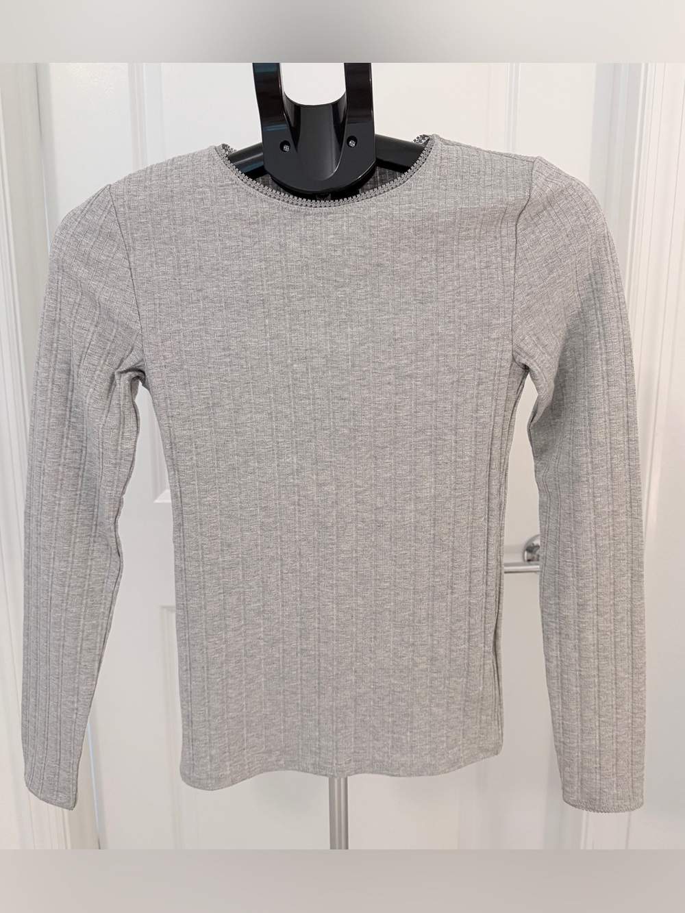J. Crew Ribbed Crewneck Long Sleeve Knit- Light Gray